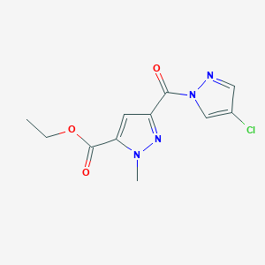 molecular formula C11H11ClN4O3 B3483802 ethyl 3-[(4-chloro-1H-pyrazol-1-yl)carbonyl]-1-methyl-1H-pyrazole-5-carboxylate 
