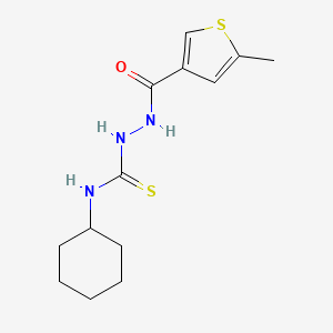 molecular formula C13H19N3OS2 B3483803 N-cyclohexyl-2-[(5-methyl-3-thienyl)carbonyl]hydrazinecarbothioamide 