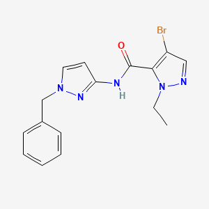 molecular formula C16H16BrN5O B3483842 N-(1-benzyl-1H-pyrazol-3-yl)-4-bromo-1-ethyl-1H-pyrazole-5-carboxamide 