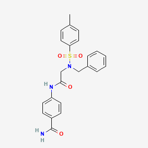 molecular formula C23H23N3O4S B3483875 4-({N-benzyl-N-[(4-methylphenyl)sulfonyl]glycyl}amino)benzamide 