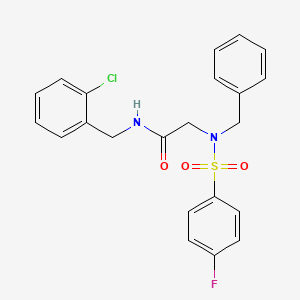 molecular formula C22H20ClFN2O3S B3483877 N~2~-benzyl-N~1~-(2-chlorobenzyl)-N~2~-[(4-fluorophenyl)sulfonyl]glycinamide 