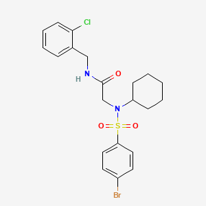 molecular formula C21H24BrClN2O3S B3483883 N~2~-[(4-bromophenyl)sulfonyl]-N~1~-(2-chlorobenzyl)-N~2~-cyclohexylglycinamide 