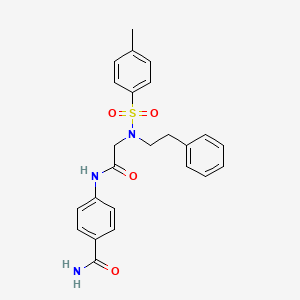 molecular formula C24H25N3O4S B3483919 4-{[N-[(4-methylphenyl)sulfonyl]-N-(2-phenylethyl)glycyl]amino}benzamide 