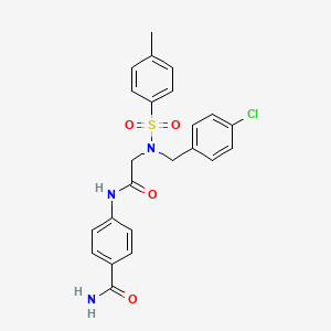 molecular formula C23H22ClN3O4S B3483929 4-({N-(4-chlorobenzyl)-N-[(4-methylphenyl)sulfonyl]glycyl}amino)benzamide 