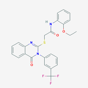 molecular formula C25H20F3N3O3S B3483947 N-(2-ethoxyphenyl)-2-({4-oxo-3-[3-(trifluoromethyl)phenyl]-3,4-dihydro-2-quinazolinyl}thio)acetamide 