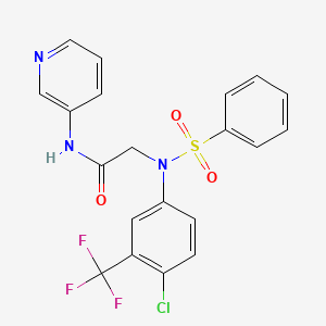 molecular formula C20H15ClF3N3O3S B3483958 N~2~-[4-chloro-3-(trifluoromethyl)phenyl]-N~2~-(phenylsulfonyl)-N~1~-3-pyridinylglycinamide 