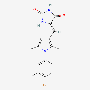 molecular formula C17H16BrN3O2 B3483961 5-{[1-(4-bromo-3-methylphenyl)-2,5-dimethyl-1H-pyrrol-3-yl]methylene}-2,4-imidazolidinedione 