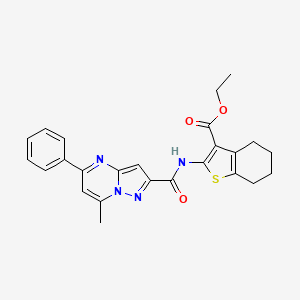 molecular formula C25H24N4O3S B3483991 ethyl 2-{[(7-methyl-5-phenylpyrazolo[1,5-a]pyrimidin-2-yl)carbonyl]amino}-4,5,6,7-tetrahydro-1-benzothiophene-3-carboxylate 