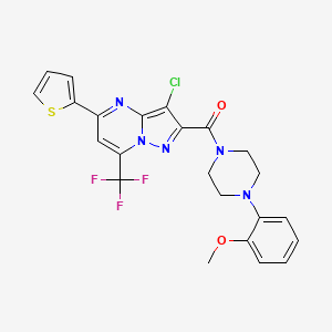 molecular formula C23H19ClF3N5O2S B3483993 3-chloro-2-{[4-(2-methoxyphenyl)-1-piperazinyl]carbonyl}-5-(2-thienyl)-7-(trifluoromethyl)pyrazolo[1,5-a]pyrimidine 