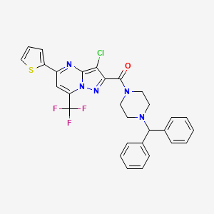 3-chloro-2-{[4-(diphenylmethyl)-1-piperazinyl]carbonyl}-5-(2-thienyl)-7-(trifluoromethyl)pyrazolo[1,5-a]pyrimidine