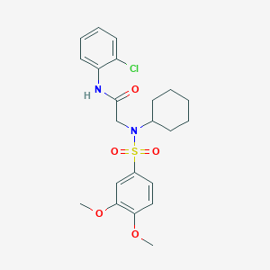 molecular formula C22H27ClN2O5S B3484062 N~1~-(2-chlorophenyl)-N~2~-cyclohexyl-N~2~-[(3,4-dimethoxyphenyl)sulfonyl]glycinamide 