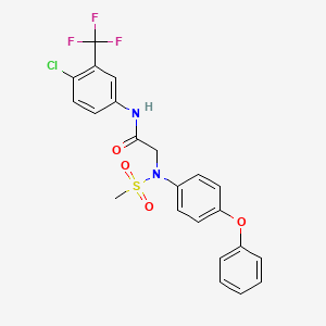 molecular formula C22H18ClF3N2O4S B3484068 N~1~-[4-chloro-3-(trifluoromethyl)phenyl]-N~2~-(methylsulfonyl)-N~2~-(4-phenoxyphenyl)glycinamide 