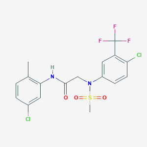 molecular formula C17H15Cl2F3N2O3S B3484080 N~1~-(5-chloro-2-methylphenyl)-N~2~-[4-chloro-3-(trifluoromethyl)phenyl]-N~2~-(methylsulfonyl)glycinamide 