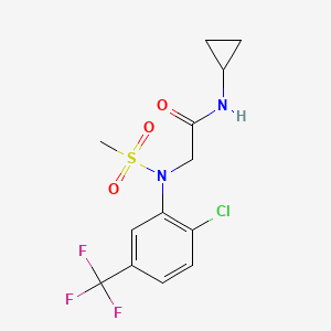 molecular formula C13H14ClF3N2O3S B3484132 N~2~-[2-chloro-5-(trifluoromethyl)phenyl]-N~1~-cyclopropyl-N~2~-(methylsulfonyl)glycinamide 