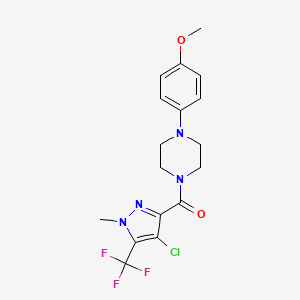 molecular formula C17H18ClF3N4O2 B3484200 1-{[4-chloro-1-methyl-5-(trifluoromethyl)-1H-pyrazol-3-yl]carbonyl}-4-(4-methoxyphenyl)piperazine 