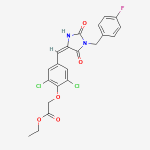 ethyl (2,6-dichloro-4-{[1-(4-fluorobenzyl)-2,5-dioxo-4-imidazolidinylidene]methyl}phenoxy)acetate