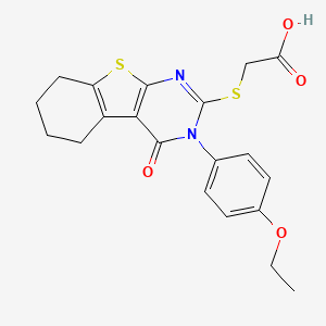 molecular formula C20H20N2O4S2 B3484236 {[3-(4-ethoxyphenyl)-4-oxo-3,4,5,6,7,8-hexahydro[1]benzothieno[2,3-d]pyrimidin-2-yl]thio}acetic acid 
