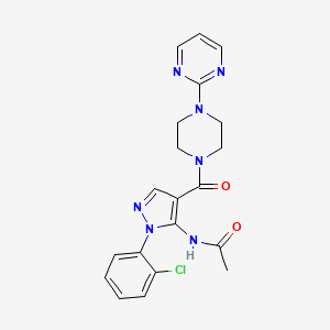 molecular formula C20H20ClN7O2 B3484290 N-(1-(2-chlorophenyl)-4-{[4-(2-pyrimidinyl)-1-piperazinyl]carbonyl}-1H-pyrazol-5-yl)acetamide 