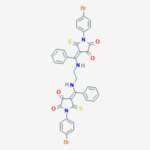 molecular formula C36H24Br2N4O4S2 B034843 (4E)-1-(4-bromophenyl)-4-[[2-[[(E)-[1-(4-bromophenyl)-4,5-dioxo-2-sulfanylidenepyrrolidin-3-ylidene]-phenylmethyl]amino]ethylamino]-phenylmethylidene]-5-sulfanylidenepyrrolidine-2,3-dione CAS No. 107888-00-6