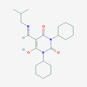 molecular formula C21H33N3O3 B3484324 1,3-dicyclohexyl-5-[(isobutylamino)methylene]-2,4,6(1H,3H,5H)-pyrimidinetrione 