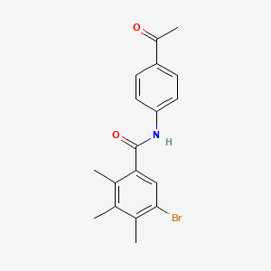 molecular formula C18H18BrNO2 B3484376 N-(4-acetylphenyl)-5-bromo-2,3,4-trimethylbenzamide 