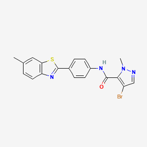 molecular formula C19H15BrN4OS B3484407 4-bromo-1-methyl-N-[4-(6-methyl-1,3-benzothiazol-2-yl)phenyl]-1H-pyrazole-5-carboxamide 