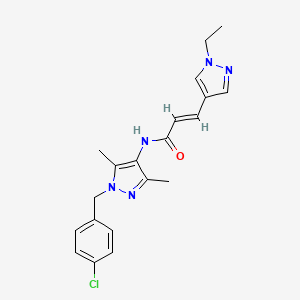 molecular formula C20H22ClN5O B3484410 N-[1-(4-chlorobenzyl)-3,5-dimethyl-1H-pyrazol-4-yl]-3-(1-ethyl-1H-pyrazol-4-yl)acrylamide 