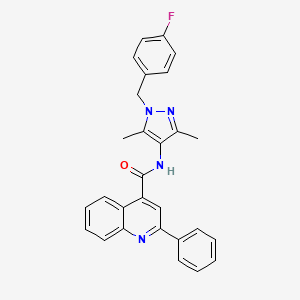 molecular formula C28H23FN4O B3484415 N-[1-(4-fluorobenzyl)-3,5-dimethyl-1H-pyrazol-4-yl]-2-phenyl-4-quinolinecarboxamide 