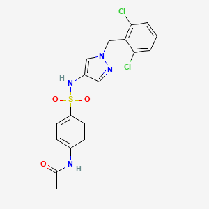 molecular formula C18H16Cl2N4O3S B3484420 N-[4-({[1-(2,6-dichlorobenzyl)-1H-pyrazol-4-yl]amino}sulfonyl)phenyl]acetamide 