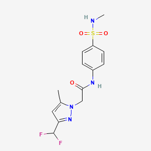 molecular formula C14H16F2N4O3S B3484424 2-[3-(difluoromethyl)-5-methyl-1H-pyrazol-1-yl]-N-{4-[(methylamino)sulfonyl]phenyl}acetamide 