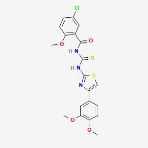 molecular formula C20H18ClN3O4S2 B3484452 5-chloro-N-({[4-(3,4-dimethoxyphenyl)-1,3-thiazol-2-yl]amino}carbonothioyl)-2-methoxybenzamide 