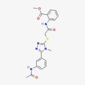 molecular formula C21H21N5O4S B3484459 methyl 2-{[({5-[3-(acetylamino)phenyl]-4-methyl-4H-1,2,4-triazol-3-yl}thio)acetyl]amino}benzoate 