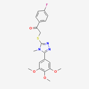 molecular formula C20H20FN3O4S B3484478 1-(4-fluorophenyl)-2-{[4-methyl-5-(3,4,5-trimethoxyphenyl)-4H-1,2,4-triazol-3-yl]thio}ethanone 