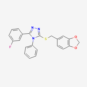 molecular formula C22H16FN3O2S B3484520 3-[(1,3-benzodioxol-5-ylmethyl)thio]-5-(3-fluorophenyl)-4-phenyl-4H-1,2,4-triazole 