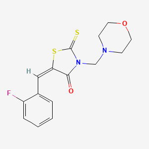 molecular formula C15H15FN2O2S2 B3484577 5-(2-fluorobenzylidene)-3-(4-morpholinylmethyl)-2-thioxo-1,3-thiazolidin-4-one 