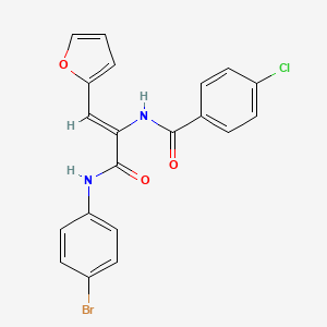 molecular formula C20H14BrClN2O3 B3484581 N-[1-{[(4-bromophenyl)amino]carbonyl}-2-(2-furyl)vinyl]-4-chlorobenzamide 