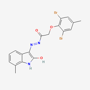 molecular formula C18H15Br2N3O3 B3484601 2-(2,6-dibromo-4-methylphenoxy)-N'-(7-methyl-2-oxo-1,2-dihydro-3H-indol-3-ylidene)acetohydrazide 