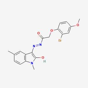 molecular formula C19H18BrN3O4 B3484647 2-(2-bromo-4-methoxyphenoxy)-N'-(1,5-dimethyl-2-oxo-1,2-dihydro-3H-indol-3-ylidene)acetohydrazide 