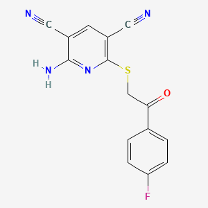 molecular formula C15H9FN4OS B3484656 2-amino-6-{[2-(4-fluorophenyl)-2-oxoethyl]thio}-3,5-pyridinedicarbonitrile 