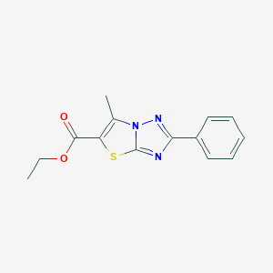 molecular formula C14H13N3O2S B348466 2-Phenyl-6-methylthiazolo[3,2-b][1,2,4]triazole-5-carboxylic acid ethyl ester 