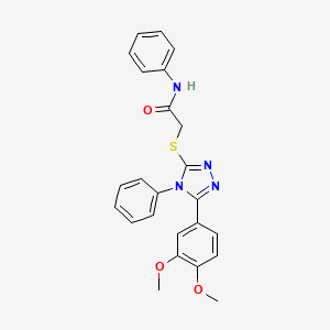 molecular formula C24H22N4O3S B3484660 2-{[5-(3,4-dimethoxyphenyl)-4-phenyl-4H-1,2,4-triazol-3-yl]thio}-N-phenylacetamide 