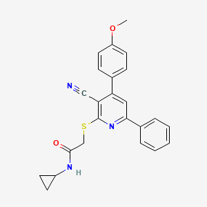 molecular formula C24H21N3O2S B3484661 2-{[3-cyano-4-(4-methoxyphenyl)-6-phenyl-2-pyridinyl]thio}-N-cyclopropylacetamide 