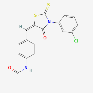 molecular formula C18H13ClN2O2S2 B3484688 N-(4-{[3-(3-chlorophenyl)-4-oxo-2-thioxo-1,3-thiazolidin-5-ylidene]methyl}phenyl)acetamide 