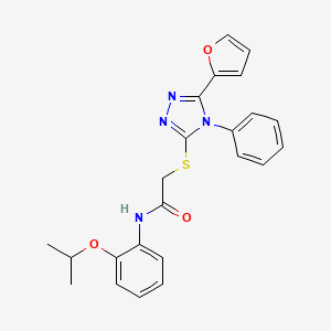 molecular formula C23H22N4O3S B3484700 2-{[5-(2-furyl)-4-phenyl-4H-1,2,4-triazol-3-yl]thio}-N-(2-isopropoxyphenyl)acetamide 