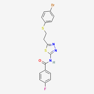 molecular formula C17H13BrFN3OS2 B3484712 N-(5-{2-[(4-bromophenyl)thio]ethyl}-1,3,4-thiadiazol-2-yl)-4-fluorobenzamide 