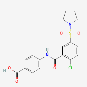 molecular formula C18H17ClN2O5S B3484742 4-{[2-chloro-5-(1-pyrrolidinylsulfonyl)benzoyl]amino}benzoic acid 