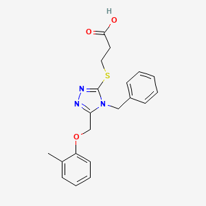 molecular formula C20H21N3O3S B3484832 3-({4-benzyl-5-[(2-methylphenoxy)methyl]-4H-1,2,4-triazol-3-yl}thio)propanoic acid 