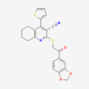 2-{[2-(1,3-benzodioxol-5-yl)-2-oxoethyl]thio}-4-(2-thienyl)-5,6,7,8-tetrahydro-3-quinolinecarbonitrile