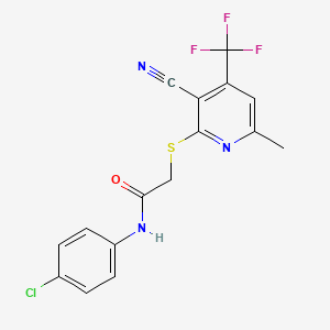 N-(4-chlorophenyl)-2-{[3-cyano-6-methyl-4-(trifluoromethyl)-2-pyridinyl]thio}acetamide