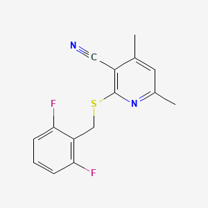 molecular formula C15H12F2N2S B3484864 2-[(2,6-difluorobenzyl)thio]-4,6-dimethylnicotinonitrile 